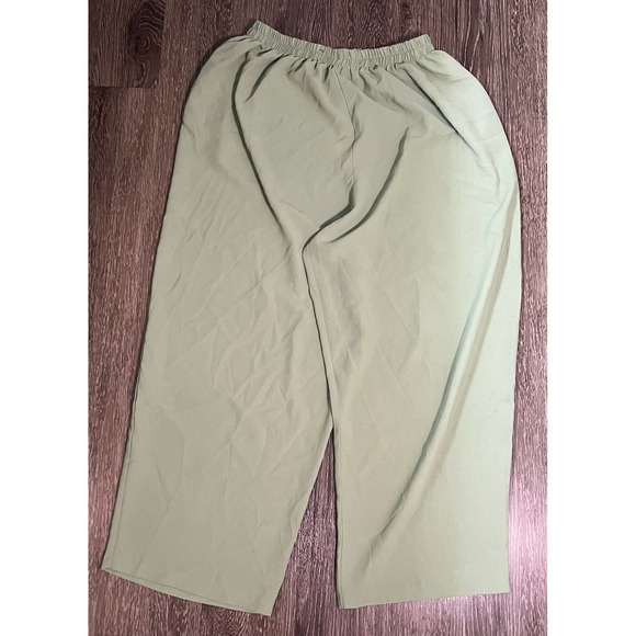 Light Green Wide Leg Cropped Pants Elastic‎ Waist Casual Boho Size 4XL - Picture 2 of 2